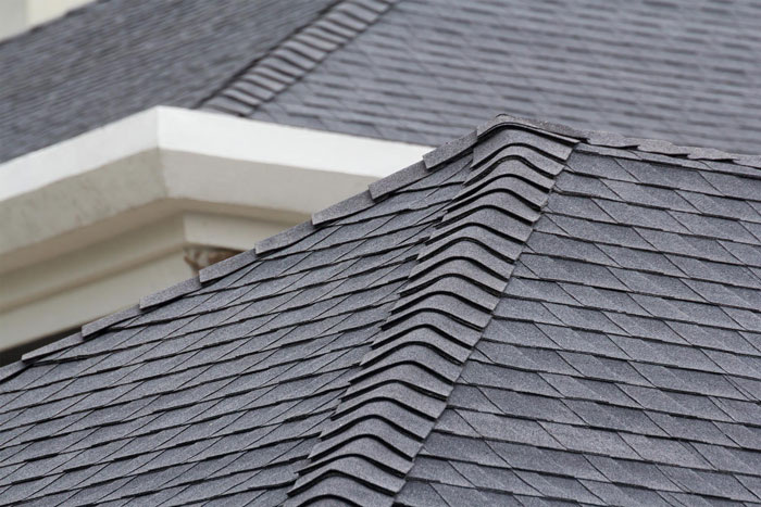 edge of Roof shingles on top of the house
